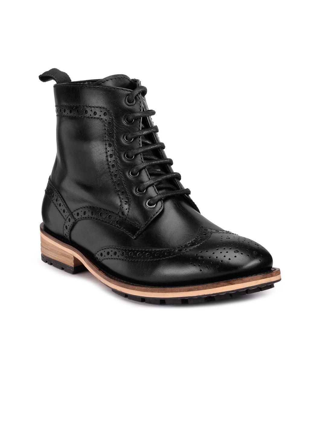 teakwood leathers men black solid casual boots
