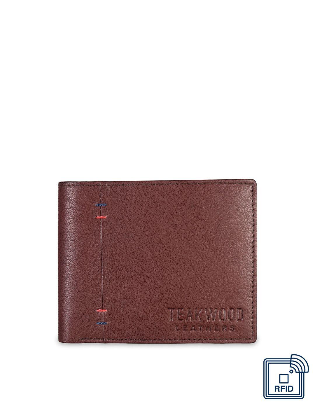 teakwood leathers men burgundy textured two fold wallet