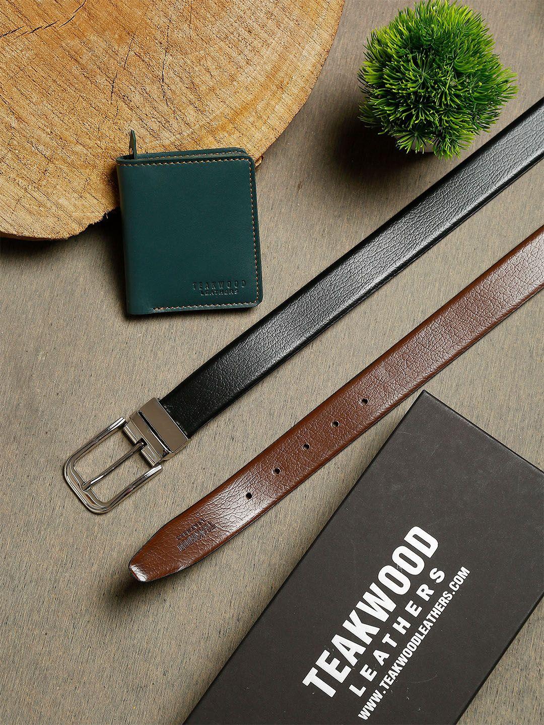 teakwood leathers men green leather accessory gift set