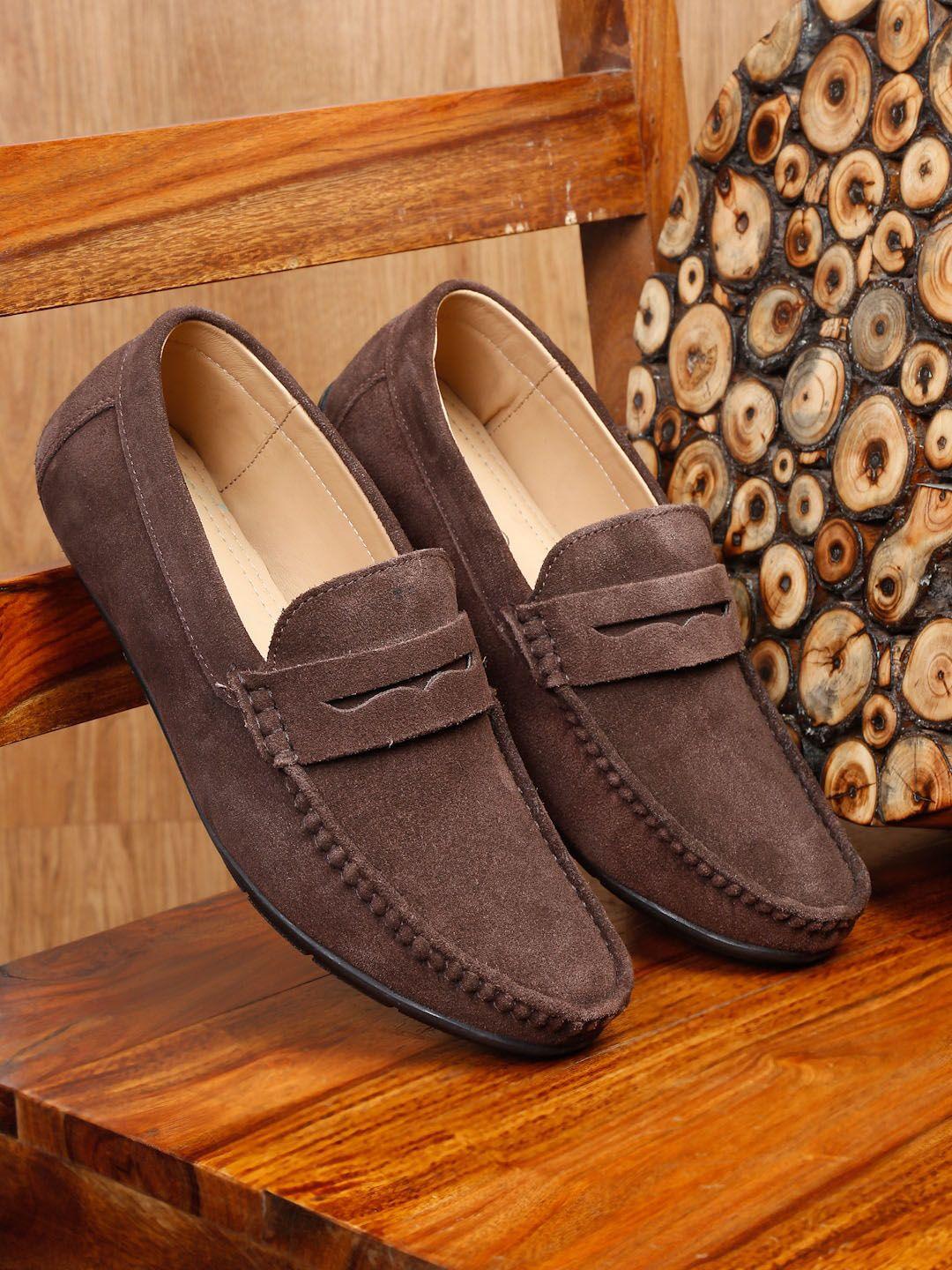 teakwood leathers men lightweight suede penny loafers