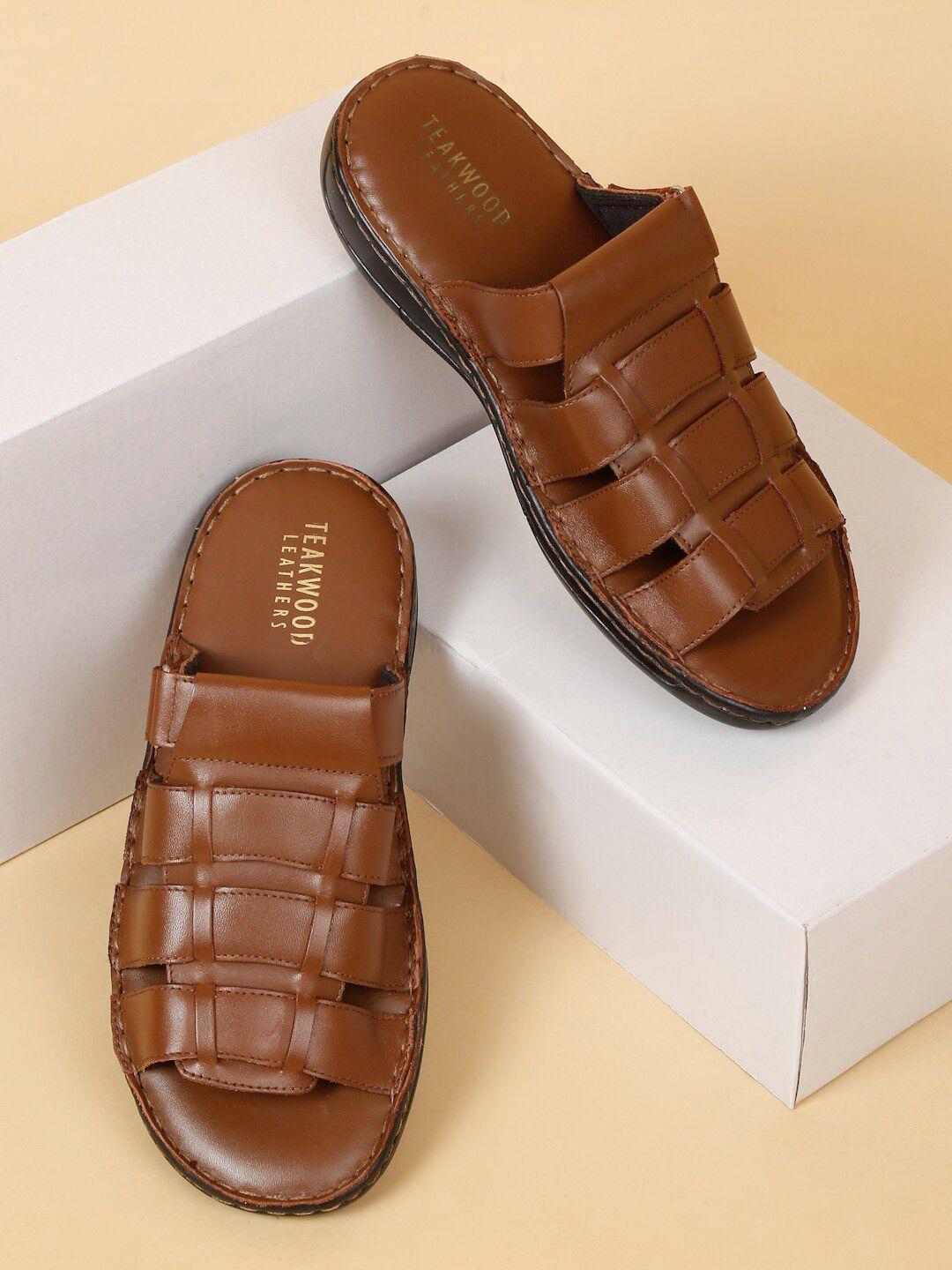 teakwood leathers men open toe leather comfort sandals
