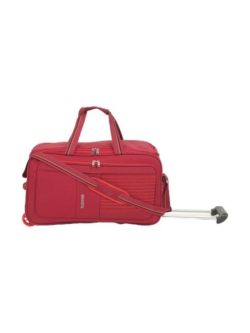 teakwood leathers red soft sided cabin duffle trolley bag