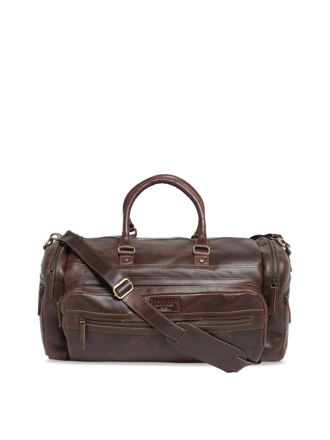 teakwood leathers unisex brown solid duffle bag