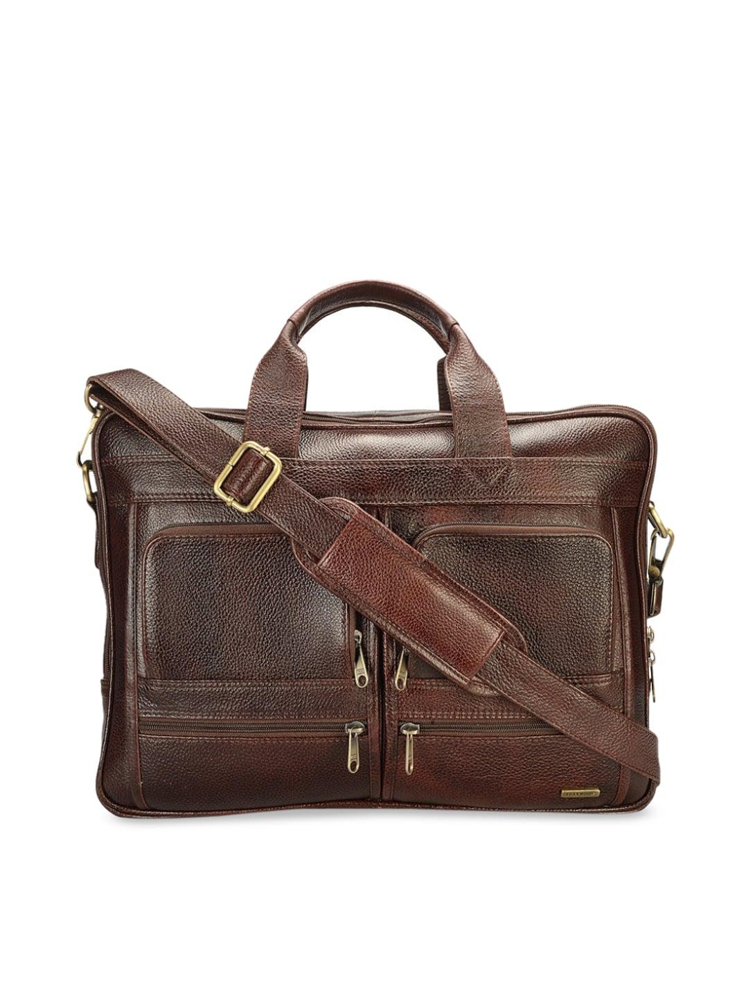 teakwood leathers unisex brown solid laptop bag