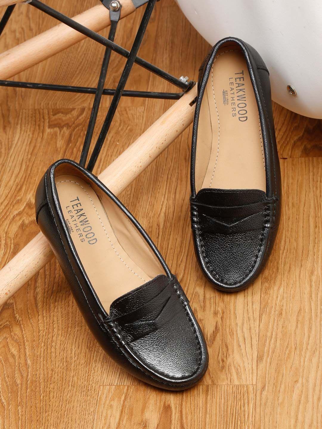 teakwood leathers women textured leather loafers casual shoes