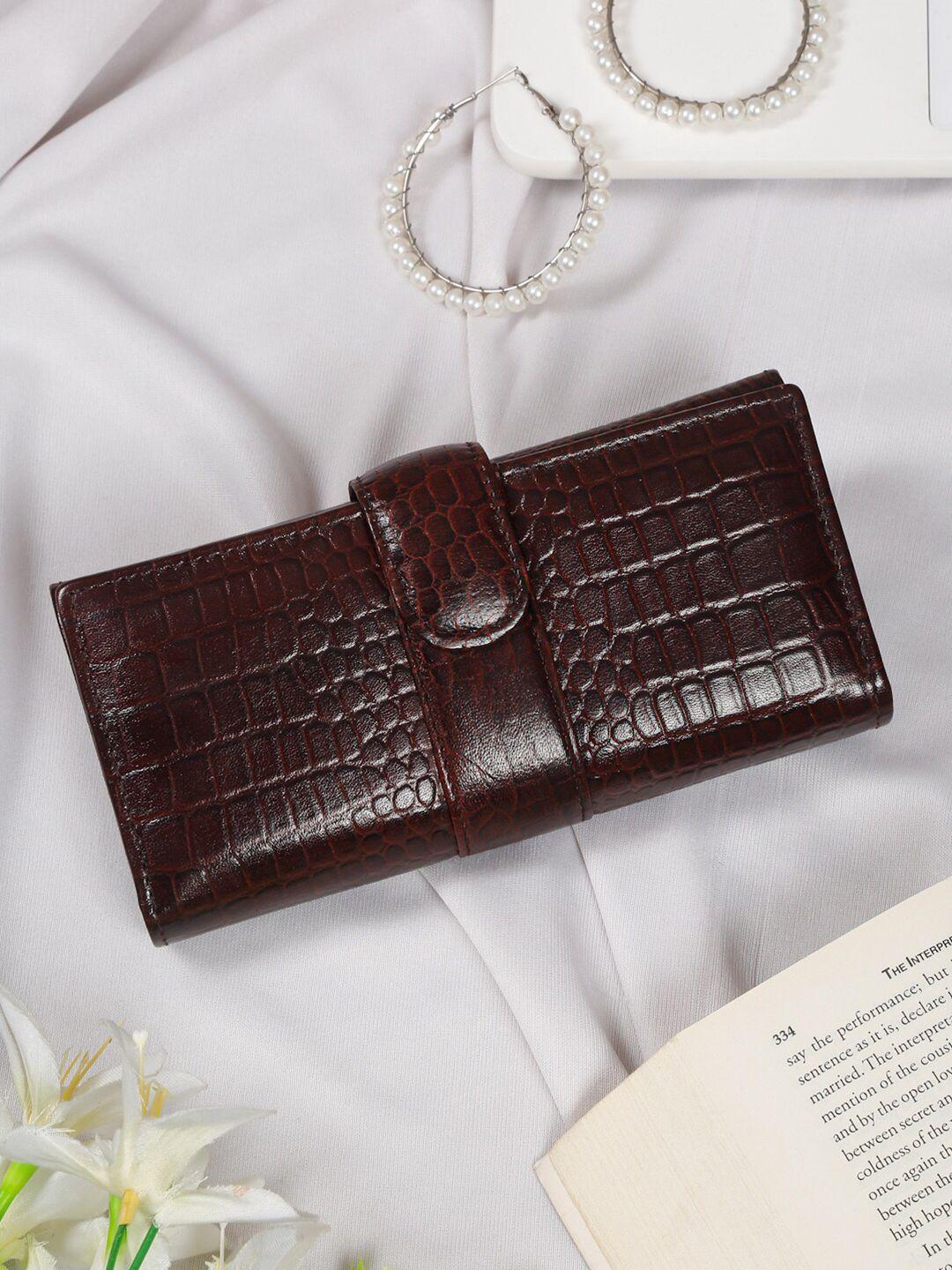 teakwood leathers women textured leather two fold wallet