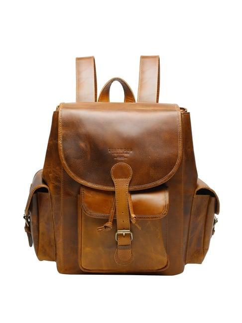 teakwood leathers 23 ltrs tan medium laptop backpack