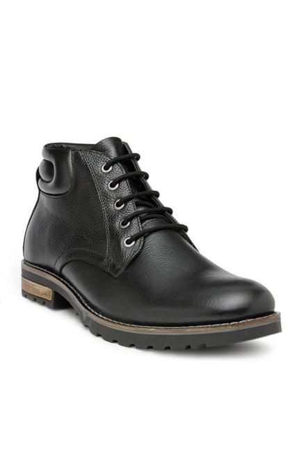 teakwood leathers black derby boots