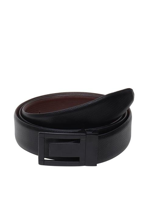 teakwood leathers black leather reversible belt for men
