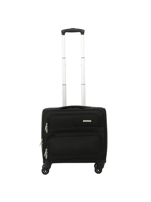 teakwood leathers black solid soft medium trolley bag - 26 cm