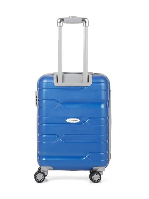 teakwood leathers blue hard case cabin trolley bag - 32.2ltrs