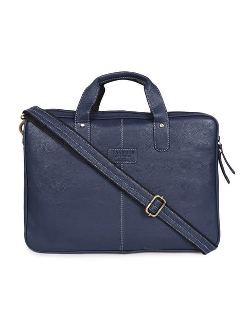 teakwood leathers blue textured medium messenger bag