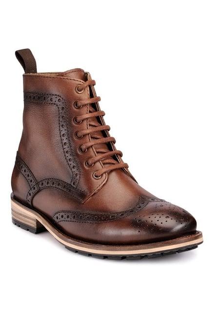 teakwood leathers brown derby boots