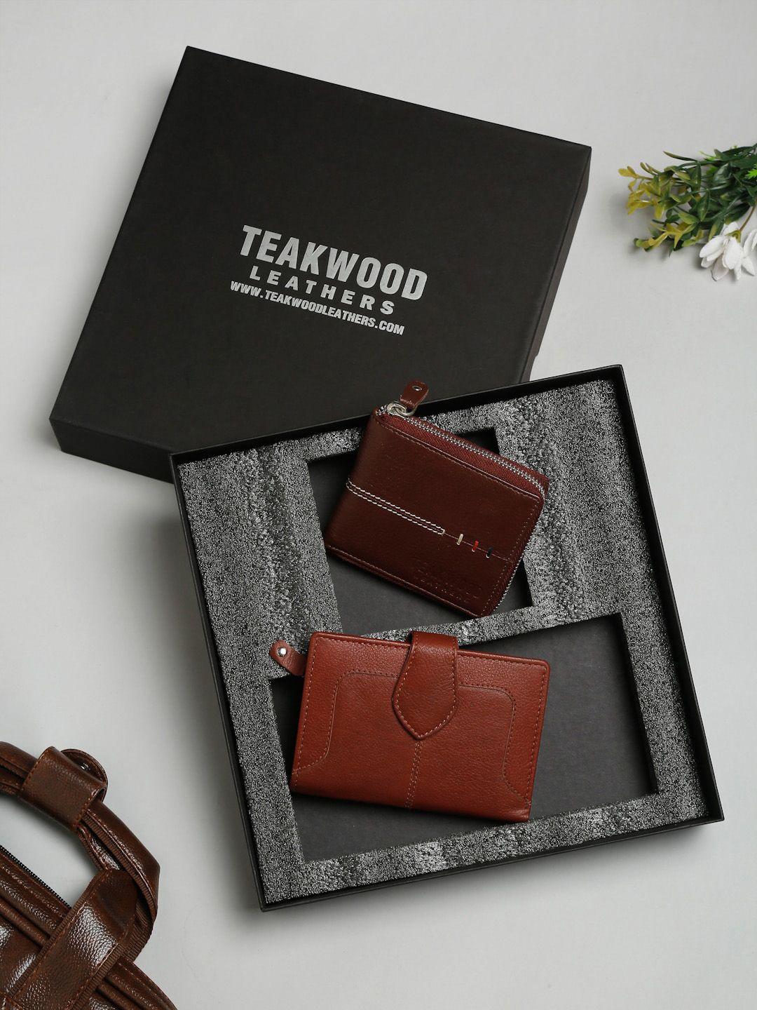 teakwood leathers brown leather accessory gift set