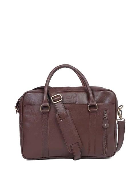 teakwood leathers brown leather medium laptop messenger bag