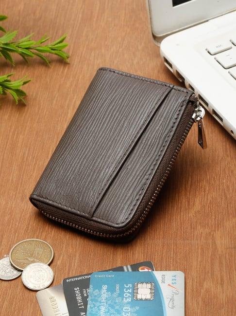 teakwood leathers brown leather zip fold coin wallet for men