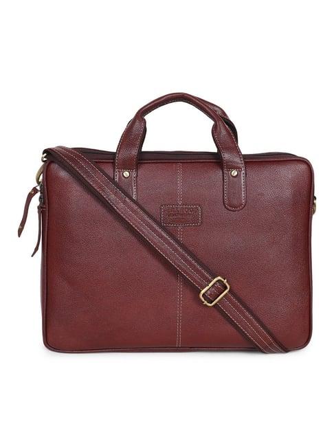 teakwood leathers brown textured medium messenger bag