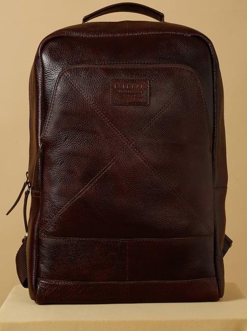 teakwood leathers cherry textured leather medium backpack
