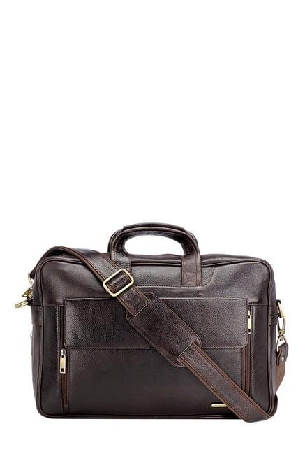 teakwood leathers dark brown solid laptop messenger bag