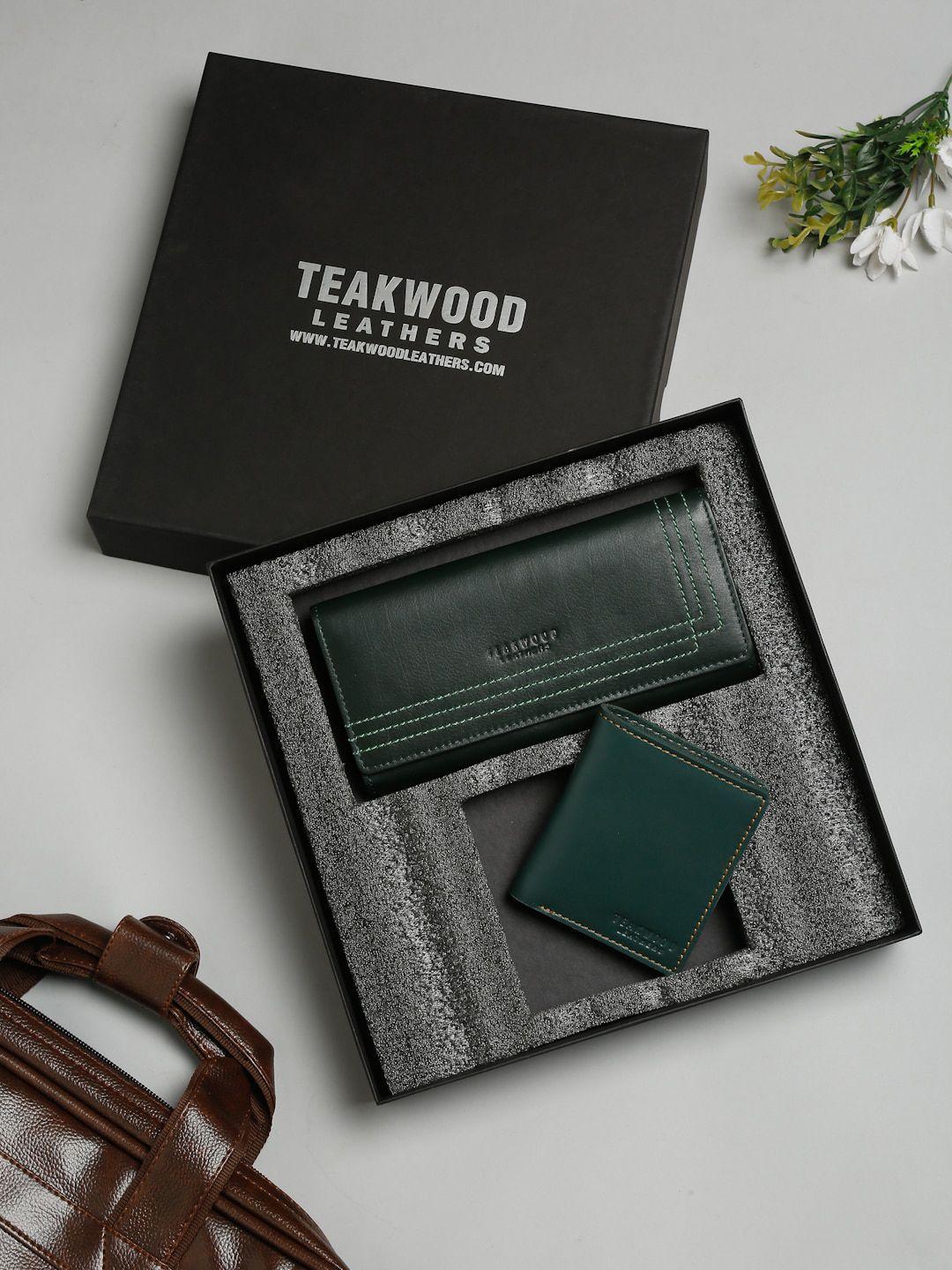 teakwood leathers green solid accessory gift set