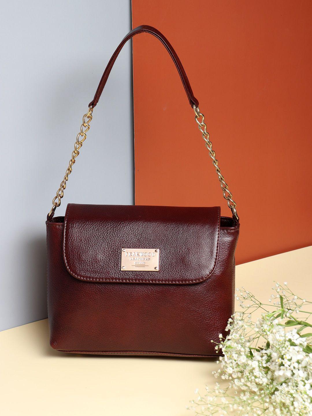 teakwood leathers maroon leather structured shoulder bag