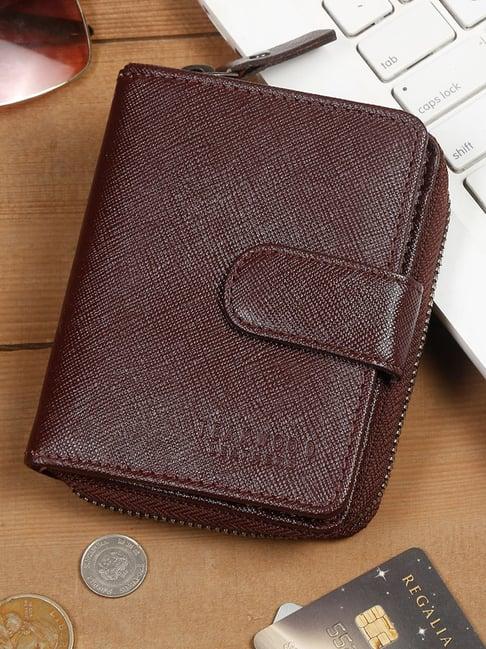 teakwood leathers maroon textured leather bi-fold wallet for men