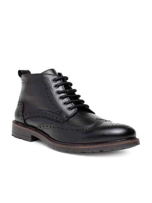 teakwood leathers men's black brogue boots