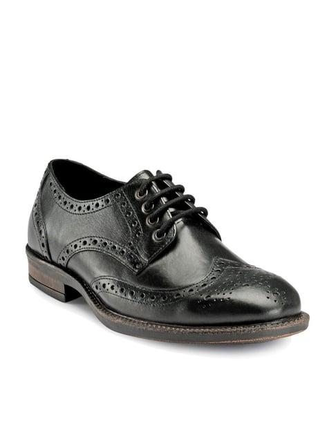 teakwood leathers men's black brogue shoes