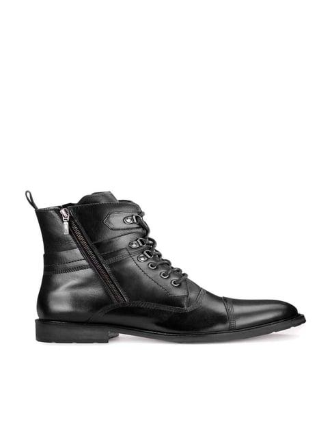 teakwood leathers men's black derby boots