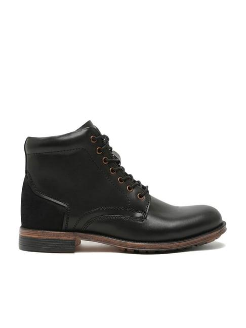 teakwood leathers men's black derby boots