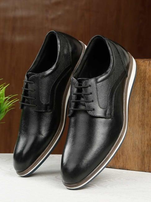 teakwood leathers men's black derby shoes