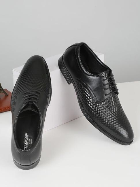 teakwood leathers men's black derby shoes