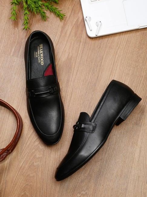 teakwood leathers men's black formal loafers