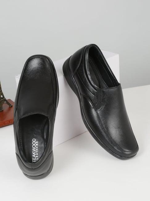 teakwood leathers men's black formal loafers