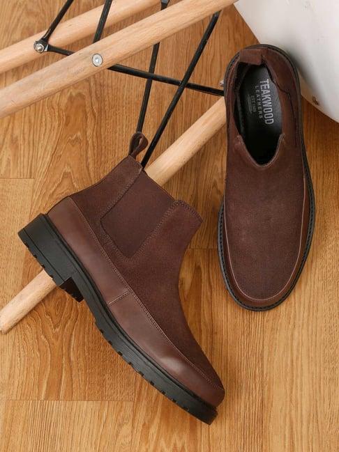 teakwood leathers men's brown chelsea boots