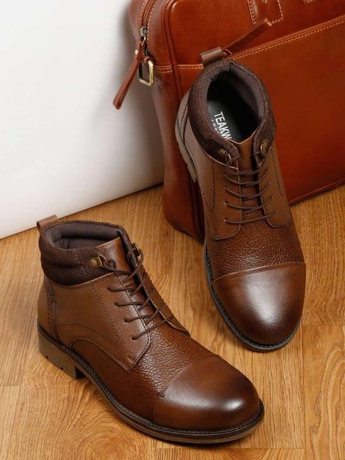 teakwood leathers men's brown derby boots