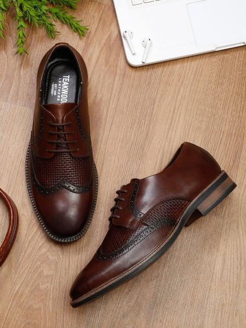 teakwood leathers men's brown derby shoes