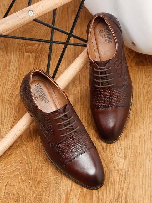 teakwood leathers men's brown derby shoes