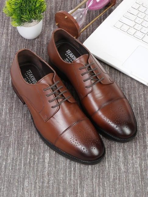 teakwood leathers men's brown derby shoes