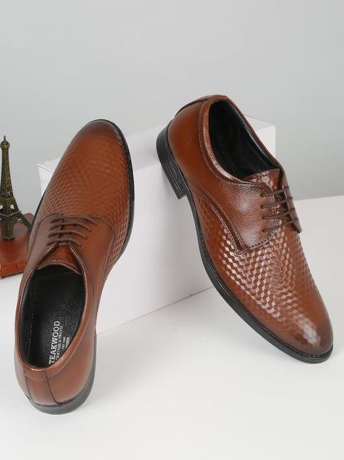 teakwood leathers men's brown derby shoes