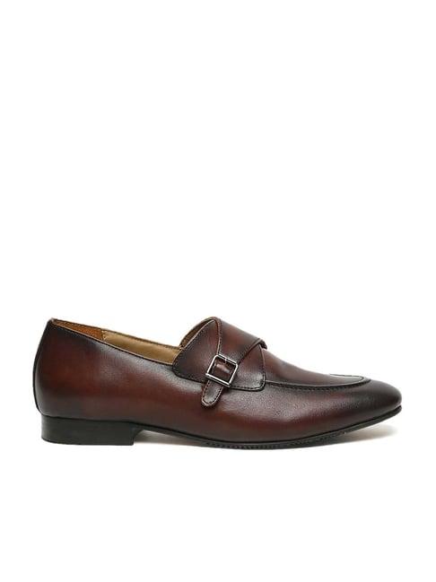teakwood leathers men's brown monk shoes