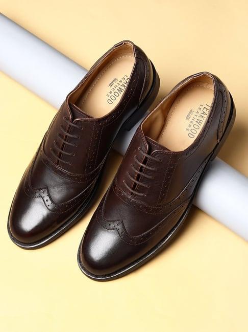 teakwood leathers men's brown oxford shoes