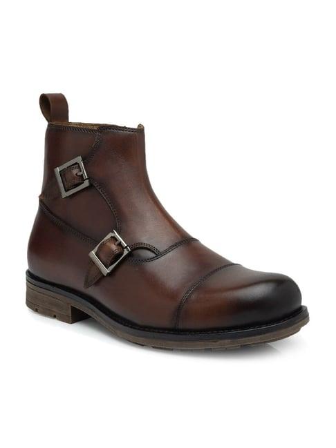 teakwood leathers men's dark brown monk boots