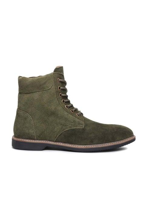 teakwood leathers men's olive green derby boots