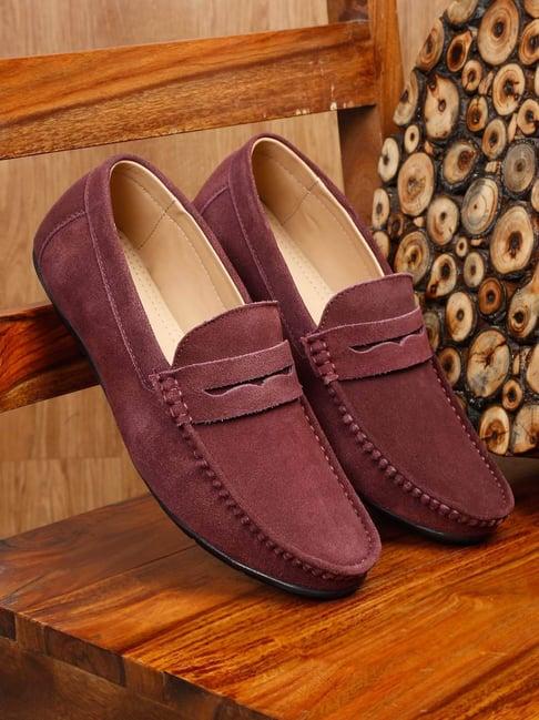 teakwood leathers men's purple casual loafers