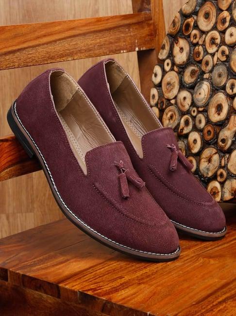 teakwood leathers men's purple casual moccasins