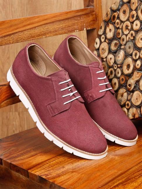 teakwood leathers men's purple derby shoes