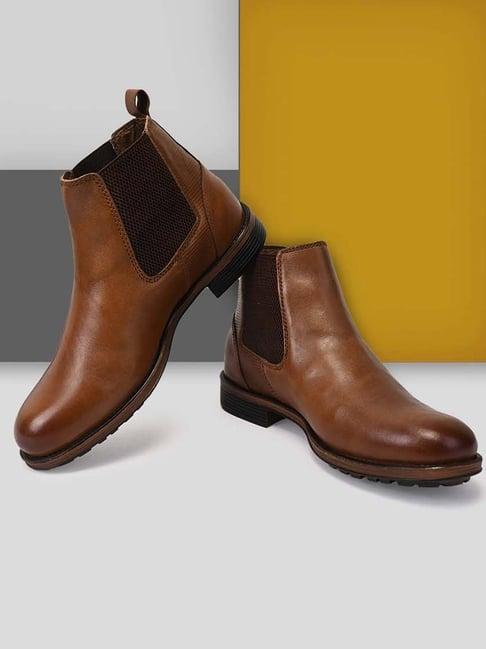 teakwood leathers men's tan chelsea boots