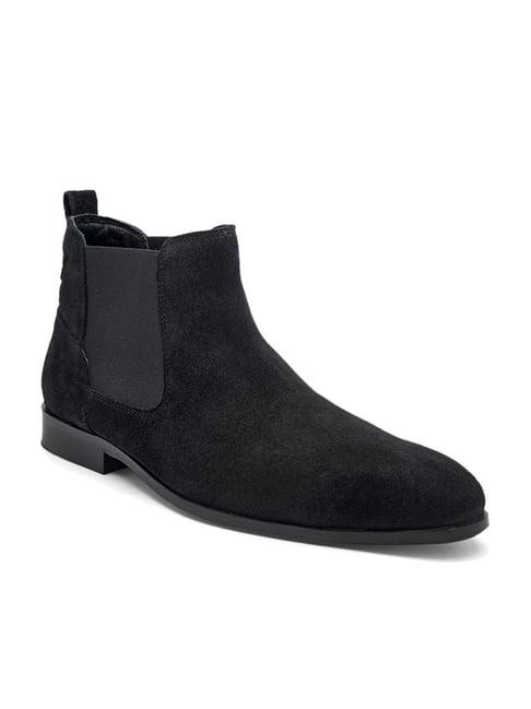 teakwood leathers men'sblack chelsea boots