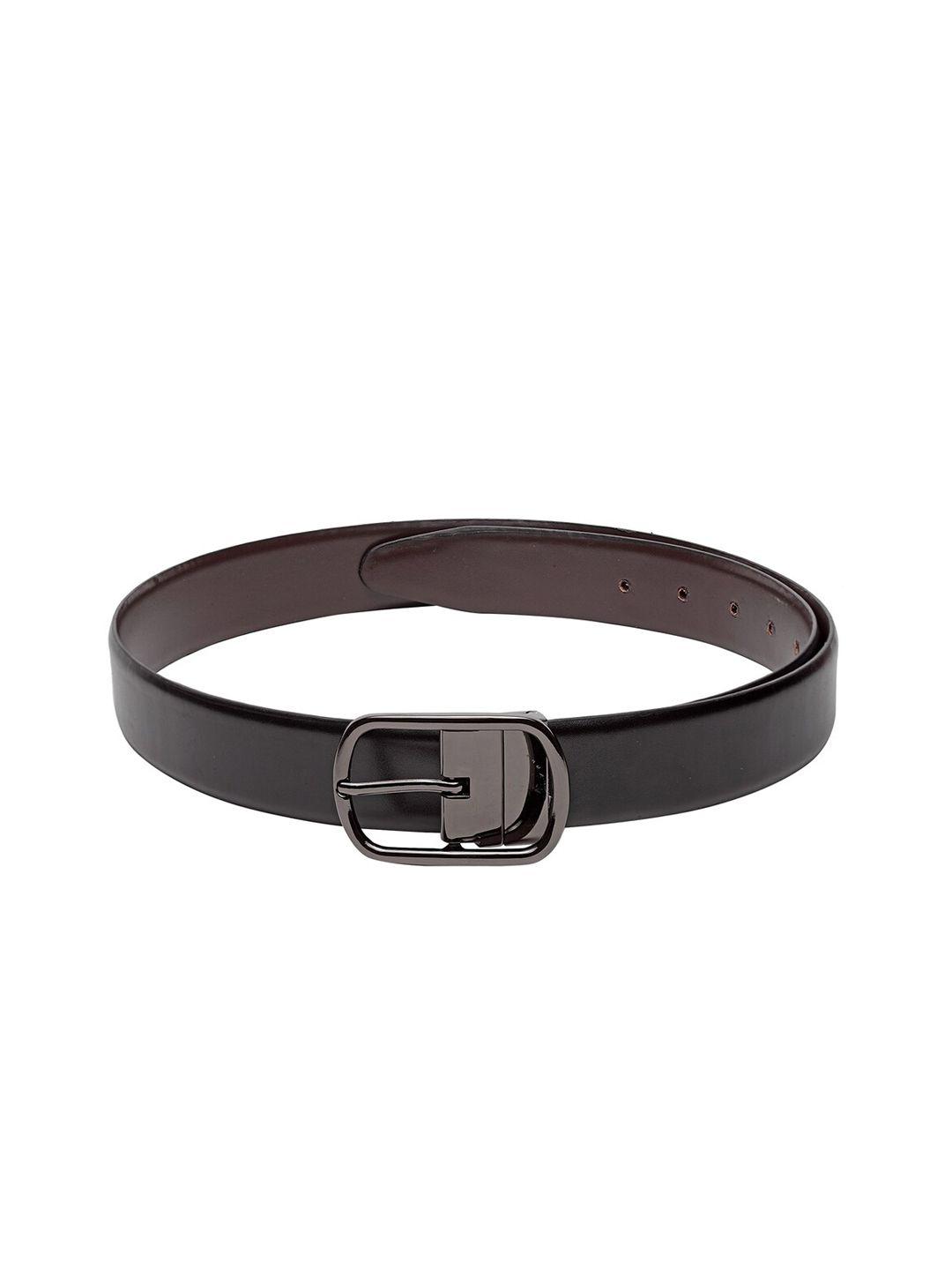 teakwood leathers men black & brown solid reversible genuine leather belt